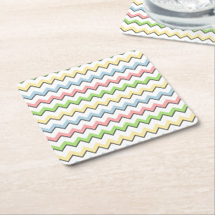 Pastel Chevron-Drop Shadow by Shirley Taylor Square Paper Coaster
