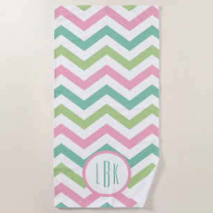 Pastel Chevron Monogrammed Beach Towel