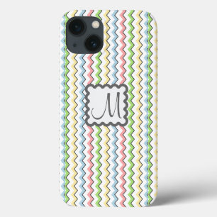 Pastel Chevron with Monogram by Shirley Taylor iPhone 13 Case