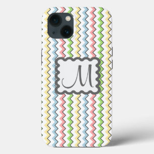 Pastel Chevron with Monogram by Shirley Taylor iPhone 13 Case