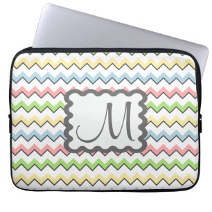 Pastel Chevron with Monogram by Shirley Taylor Laptop Sleeve