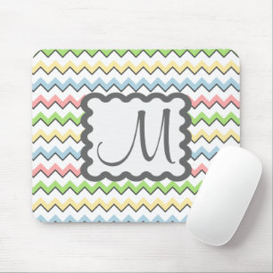 Pastel Chevron with Monogram by Shirley Taylor Mouse Mat