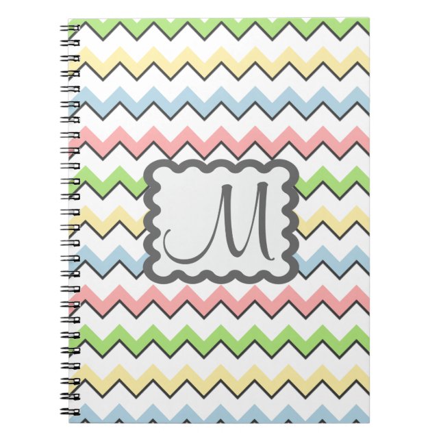 Pastel Chevron with Monogram by Shirley Taylor Notebook (Front)