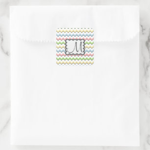 Pastel Chevron with Monogram by Shirley Taylor Square Sticker