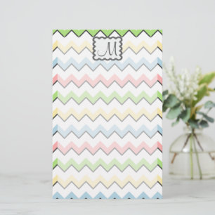 Pastel Chevron with Monogram by Shirley Taylor Stationery
