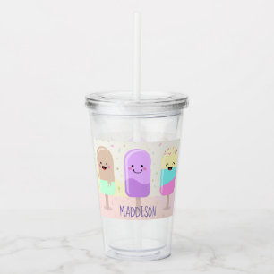 Pastel Chibi Ice Lollies Cute Personalised Acrylic Tumbler