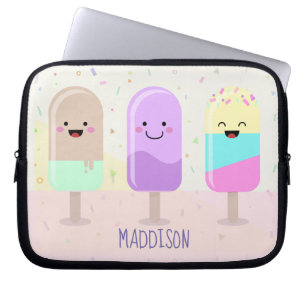 Pastel Chibi Ice Lollies Cute Personalised Laptop Sleeve