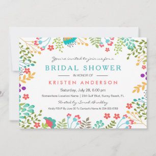 Pastel Chic Blue Floral Bridal Shower Invitation