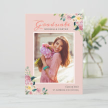 Pastel Chic Floral Girl Photo Graduation
