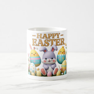 Pastel Chick and Bunny in Egg Happy Easter  Coffee Mug