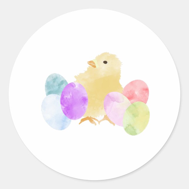 Pastel Chick with Egg Design  Classic Round Sticker (Front)