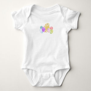 Pastel Chick with Eggs Design Baby Bodysuit