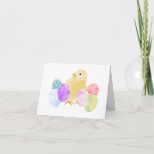Pastel Chick with Eggs Design PERSONALIZED Card