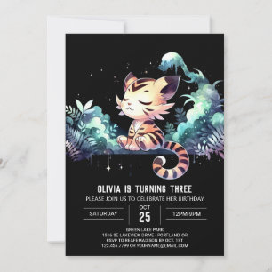 Pastel Children Tiger Birthday Invitation