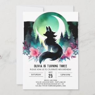 Pastel Children Wolf Birthday  Invitation