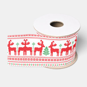 Pastel Christmas Aesthetic Pattern- Holiday Vibes Grosgrain Ribbon