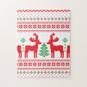 Pastel Christmas Aesthetic Pattern- Holiday Vibes Jigsaw Puzzle