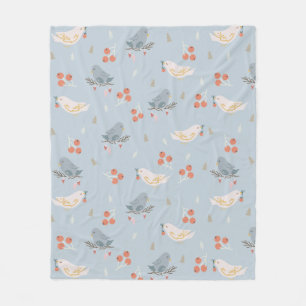 Pastel Christmas Birds Seamless Pattern Fleece Blanket