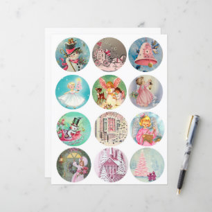 Pastel Christmas Circles 2.5 inches Clipart 