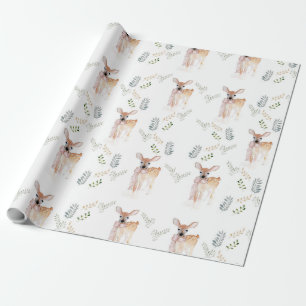 Pastel Christmas Cute Deer Fawn Wrapping Paper