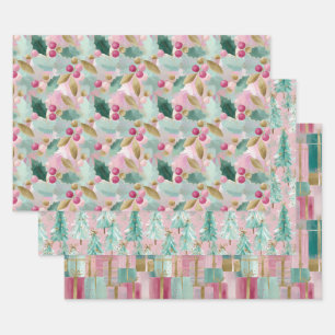Pastel Christmas Gift Wrap Set