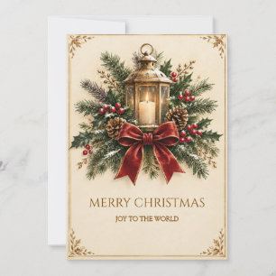 Pastel Christmas Greeting, Cosy Candle, Ribbon Card