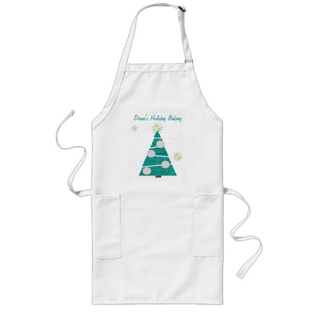 Pastel Christmas HOLIDAY PERSONALIZED Long Apron (Front)