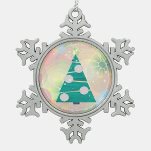 Pastel Christmas HOLIDAY Snowflake Pewter Christmas Ornament