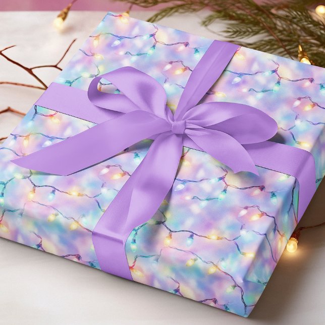 Pastel Christmas Lights Festive Modern Holidays Wrapping Paper (Creator Uploaded)
