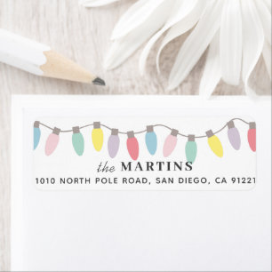 Pastel Christmas Lights Return Address