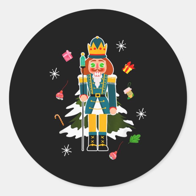 Pastel Christmas Nutcracker In Snow Christmas  Classic Round Sticker (Front)