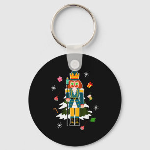 Pastel Christmas Nutcracker In Snow Christmas Key Ring