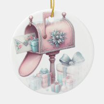 Pastel Christmas Ornament Mailbox and Gifts 6