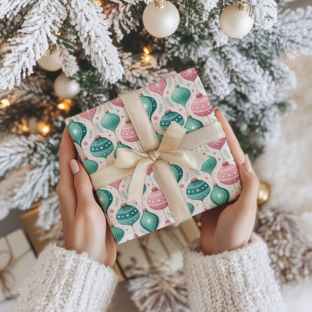 Pastel Christmas Ornaments Wrapping Paper (Creator Uploaded)