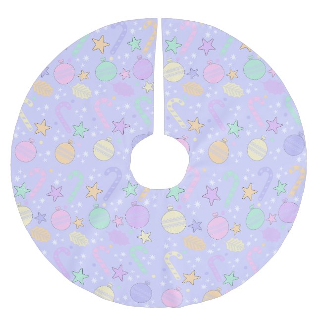 Pastel Christmas Pattern Brushed Polyester Tree Skirt (Front)