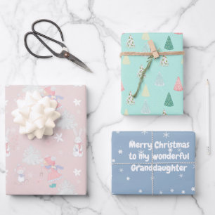 🎄 Pastel Christmas pattern with custom text Wrapping Paper Sheet