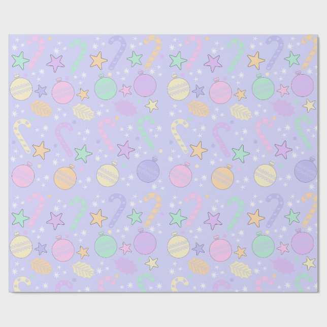 Pastel Christmas Pattern Wrapping Paper (Flat)