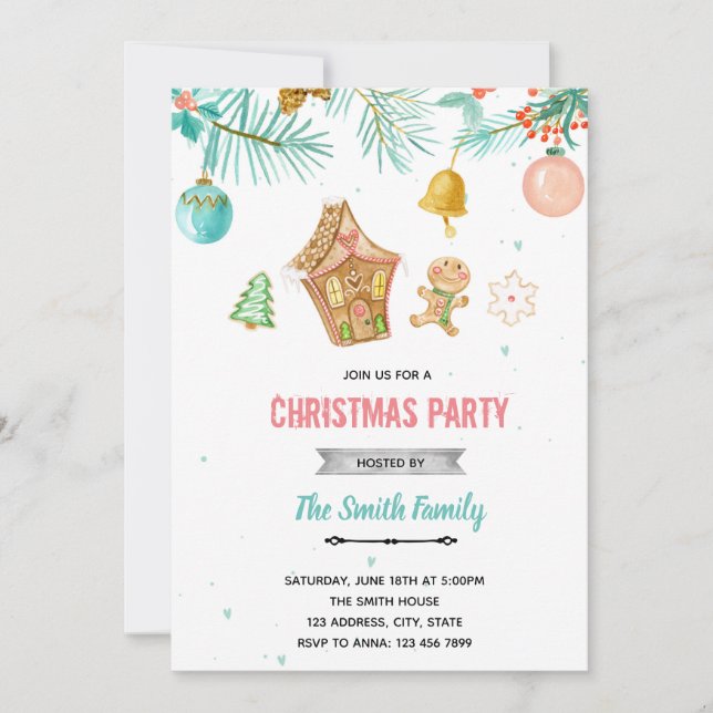 Pastel Christmas theme invitation (Front)