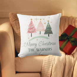 Pastel Christmas Tree Custom Family Cocktail Cushion