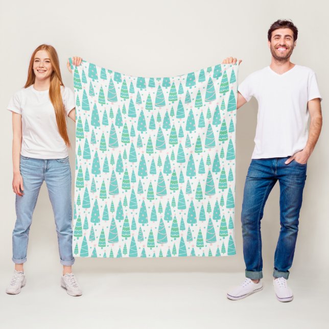 Pastel Christmas Tree Forest Fleece Blanket (In Situ)