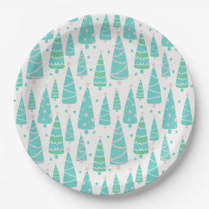 Pastel Christmas Tree Forest Paper Plate