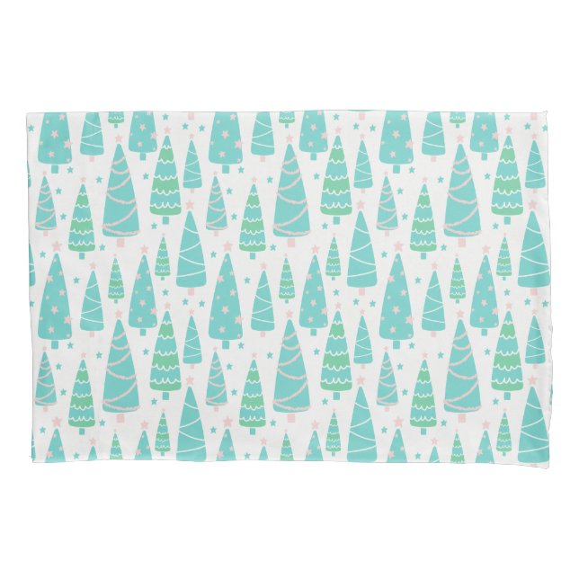 Pastel Christmas Tree Forest Pillowcase (Front)