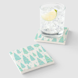 Pastel Christmas Tree Forest Stone Coaster