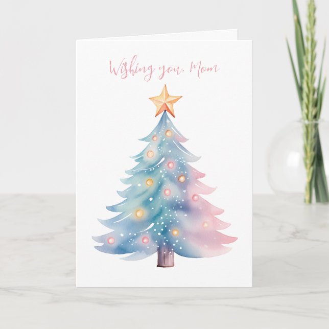 Pastel Christmas Tree  Holiday Card (Front)