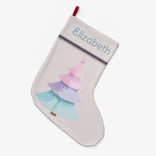 Pastel Christmas Tree Large Christmas Stocking