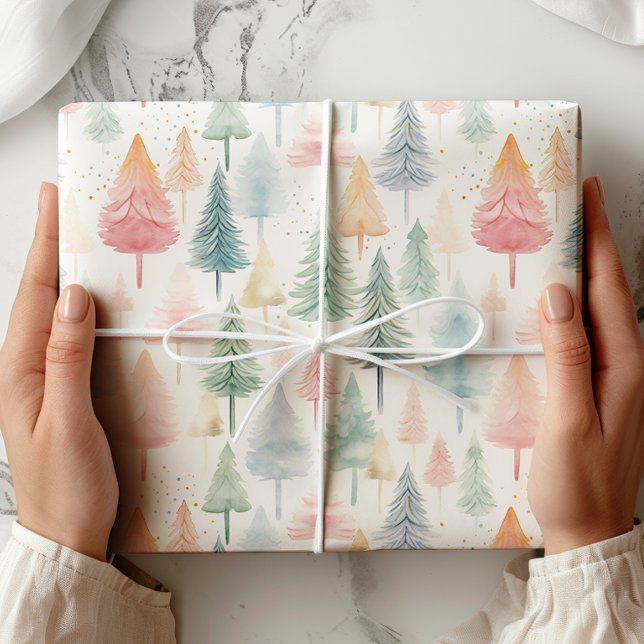Pastel Christmas Tree Wrapping Paper (Creator Uploaded)