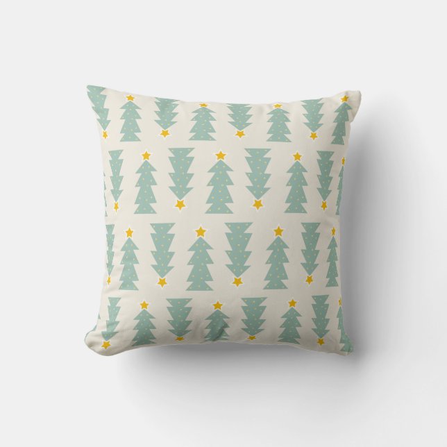Pastel Christmas Trees Cushion (Front)