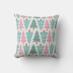 Pastel Christmas Trees Seamless Pattern Cushion