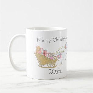 Pastel Christmas Unicorn Santa's Sleigh Coffee Mug