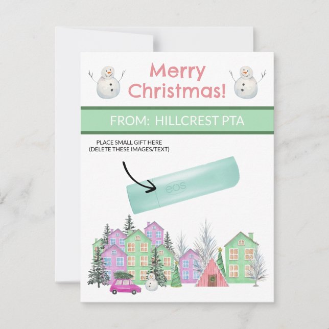Pastel Christmas Village, Personalised Gifting Invitation (Front)
